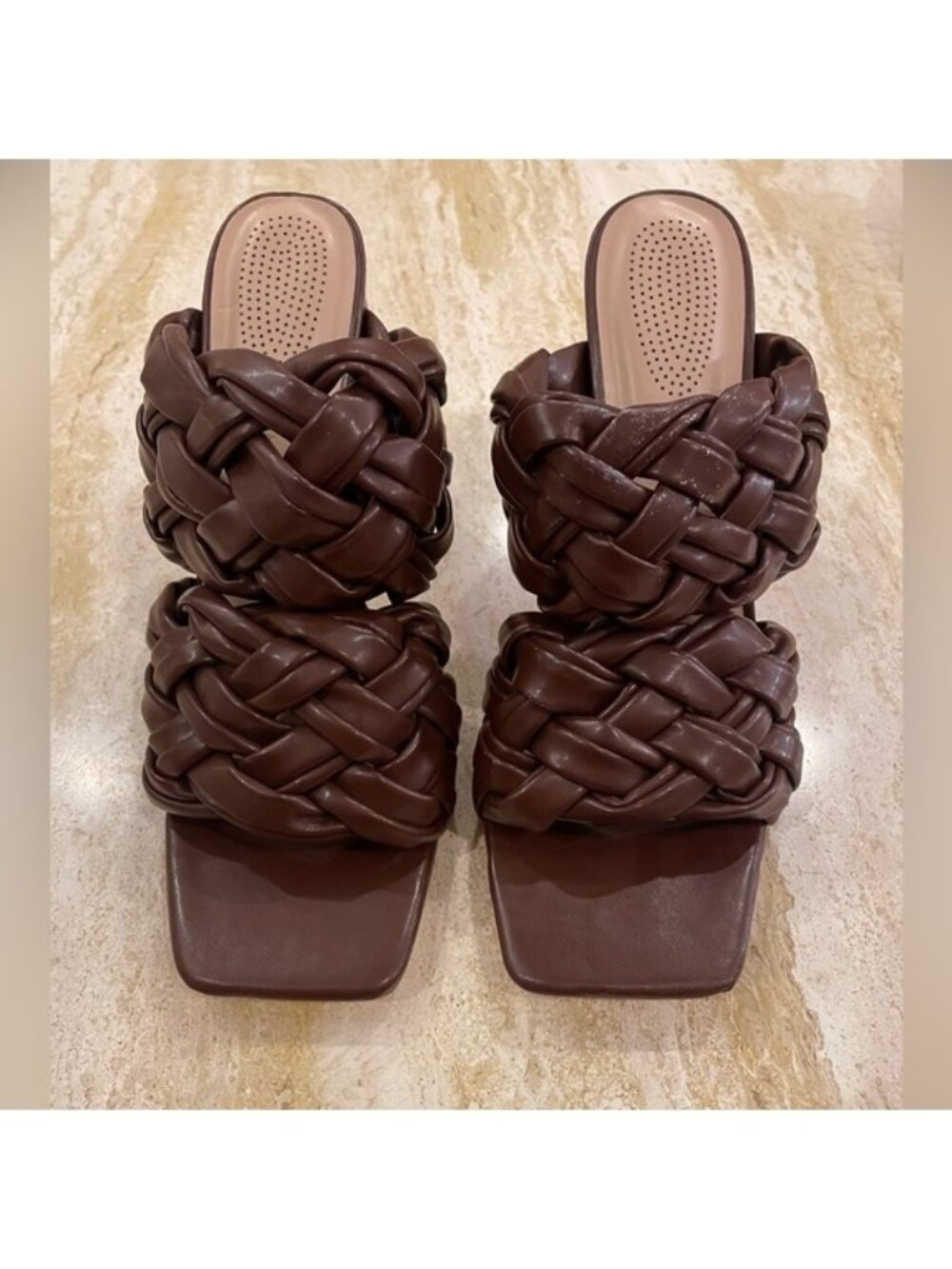 Azalea Wang Braided Leather Heels - Size 10 - Bottega Veneta Look Alike